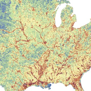 Map of the United States colored by Index of Floodplain Integrity